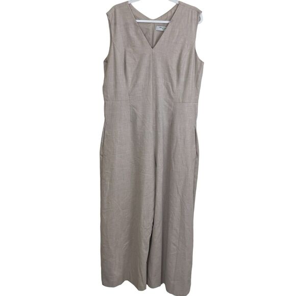 MM LaFleur Demi Crosshatch Jumpsuit Size 16 Sleeveless Dove...
